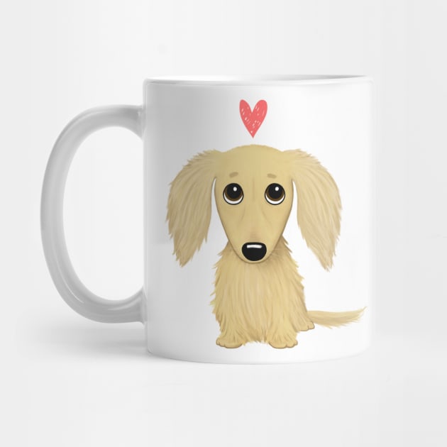 Cute Dog | Longhaired Cream Dachshund with Heart by Coffee Squirrel